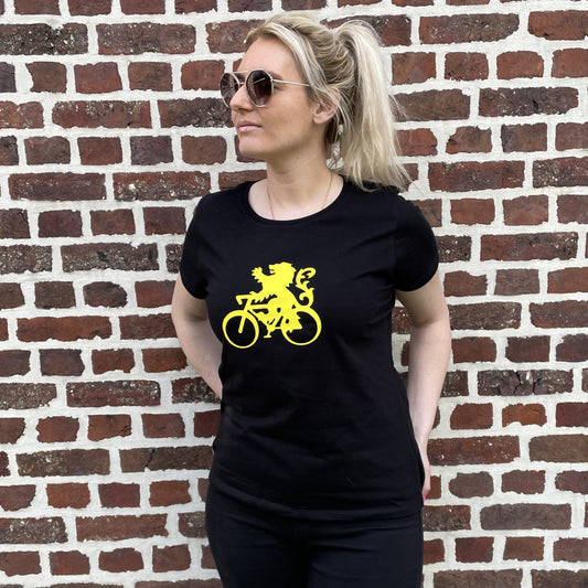 T-shirt Leeuw op fiets VROUW